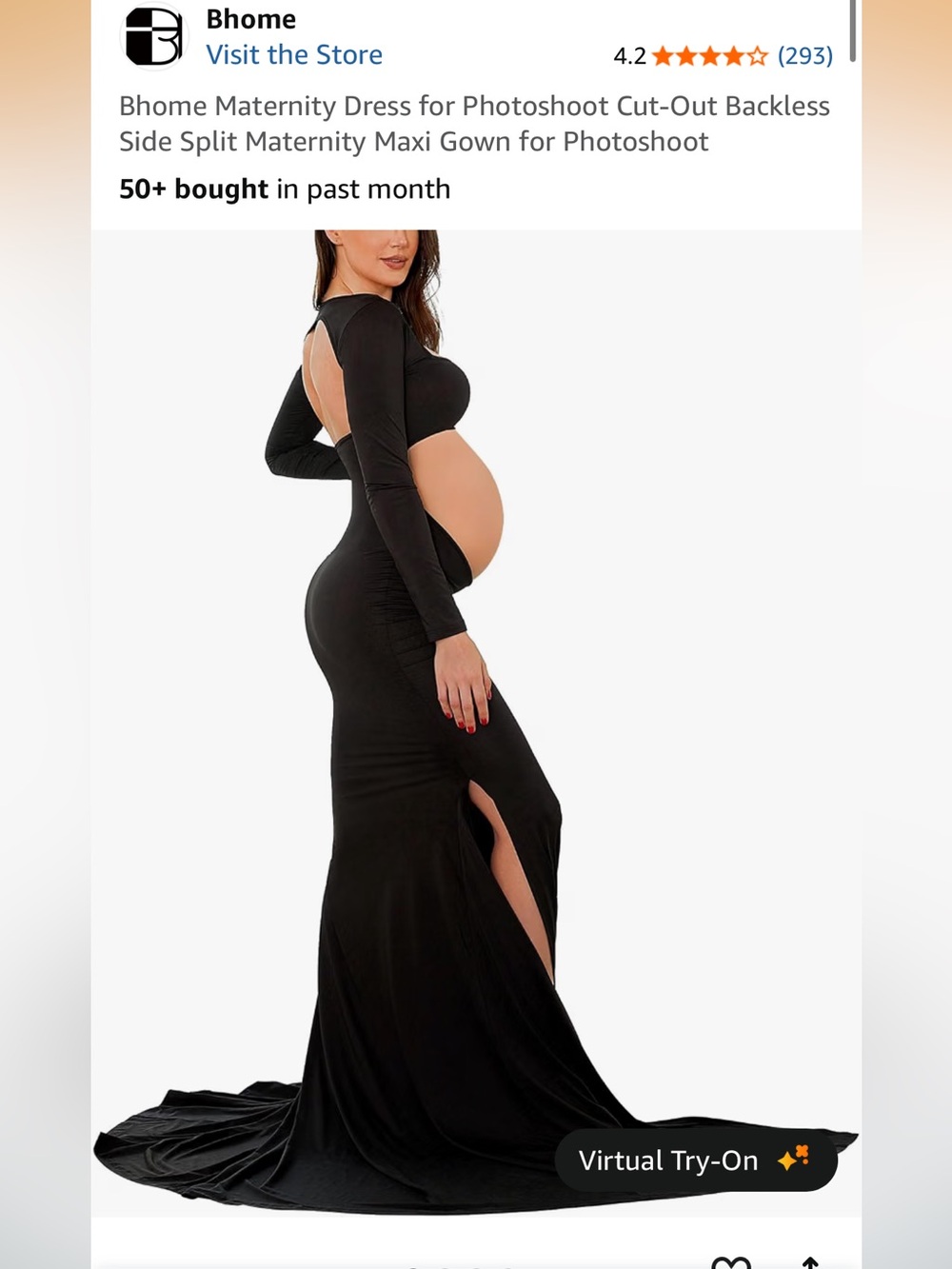 Black Maternity Photoshoot Maxi Dress with Side Split